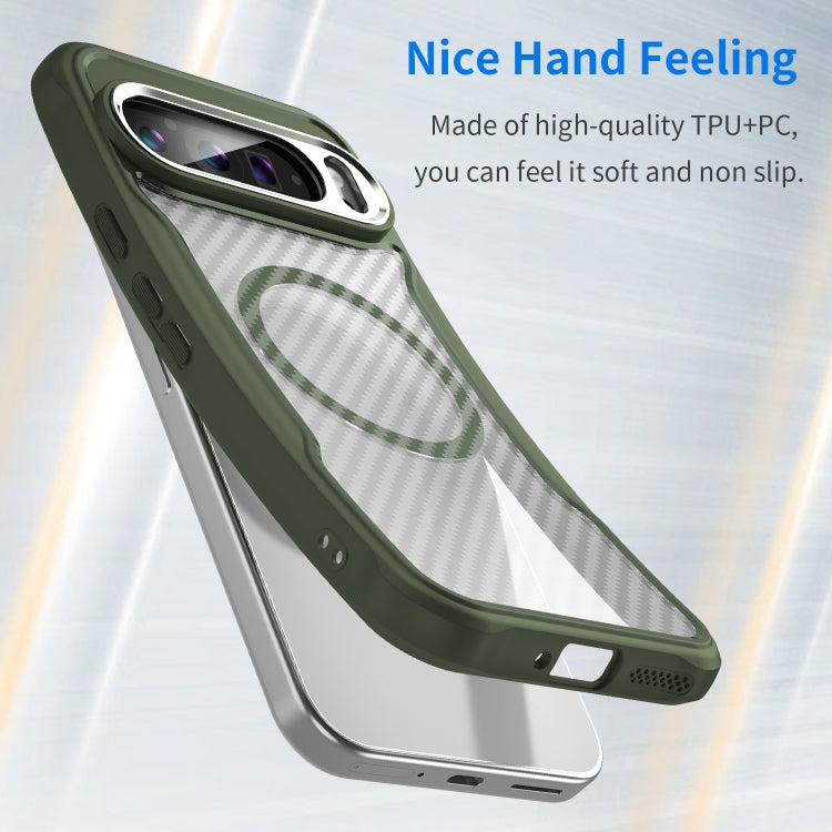 For Google Pixel 9 Pro XL Carbon Fiber Texture MagSafe Translucent Phone Case