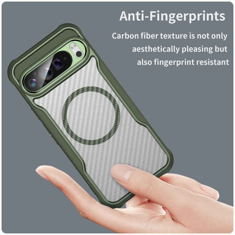 For Google Pixel 9 Pro XL Carbon Fiber Texture MagSafe Translucent Phone Case