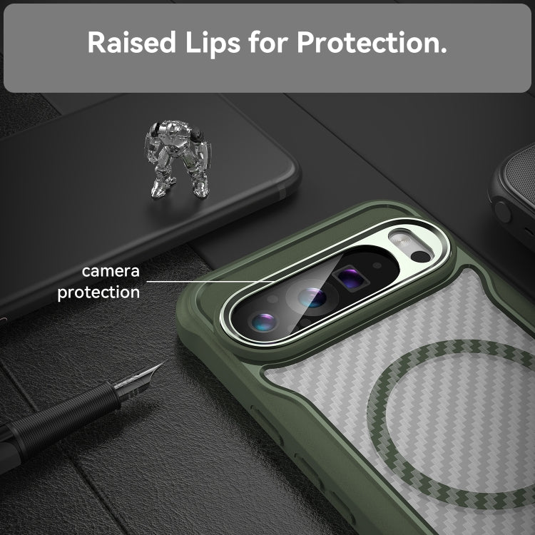 For Google Pixel 9 Pro XL Carbon Fiber Texture MagSafe Translucent Phone Case