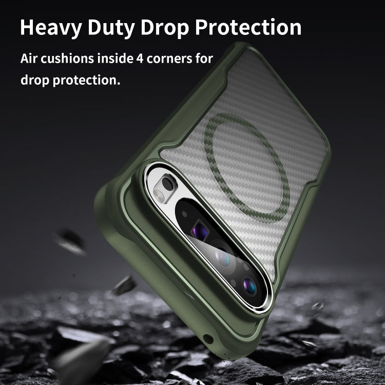 For Google Pixel 9 Pro XL Carbon Fiber Texture MagSafe Translucent Phone Case
