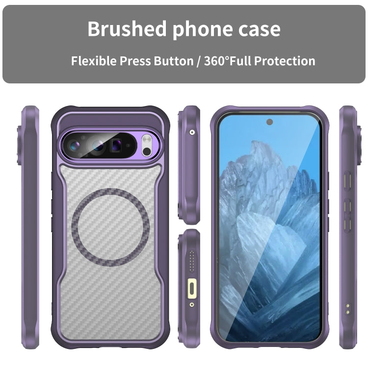 For Google Pixel 9 Pro XL Carbon Fiber Texture MagSafe Translucent Phone Case