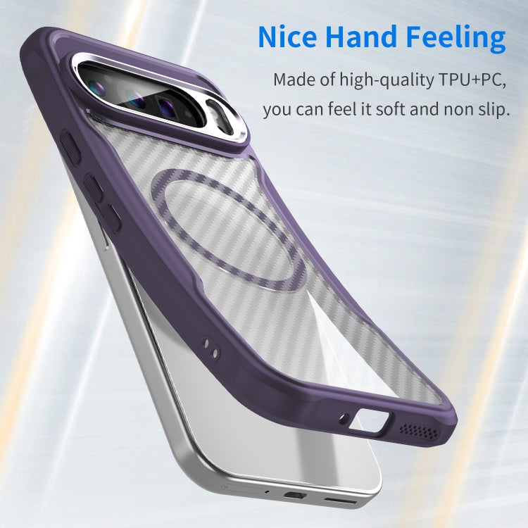 For Google Pixel 9 Pro XL Carbon Fiber Texture MagSafe Translucent Phone Case
