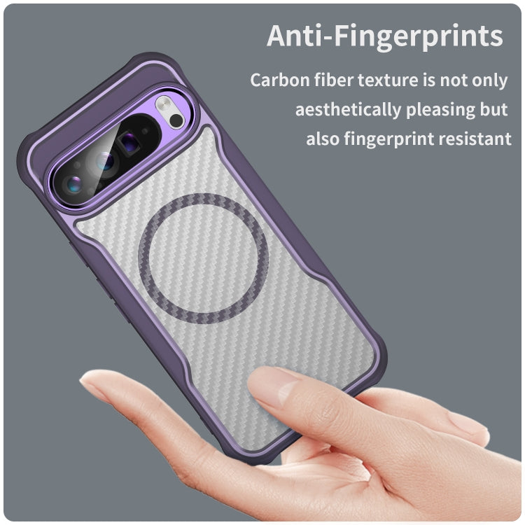 For Google Pixel 9 Pro XL Carbon Fiber Texture MagSafe Translucent Phone Case