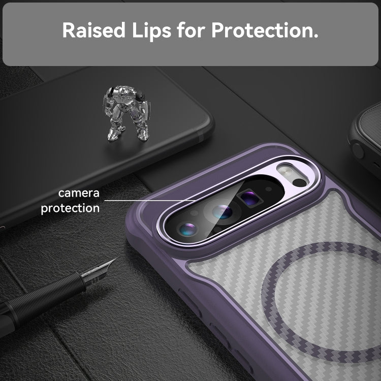For Google Pixel 9 Pro XL Carbon Fiber Texture MagSafe Translucent Phone Case