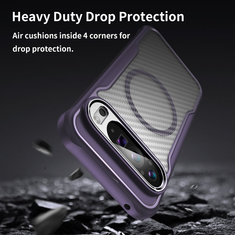 For Google Pixel 9 Pro XL Carbon Fiber Texture MagSafe Translucent Phone Case