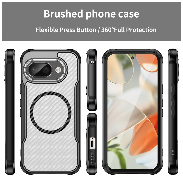 For Google Pixel 9a Carbon Fiber Texture MagSafe Translucent Phone Case