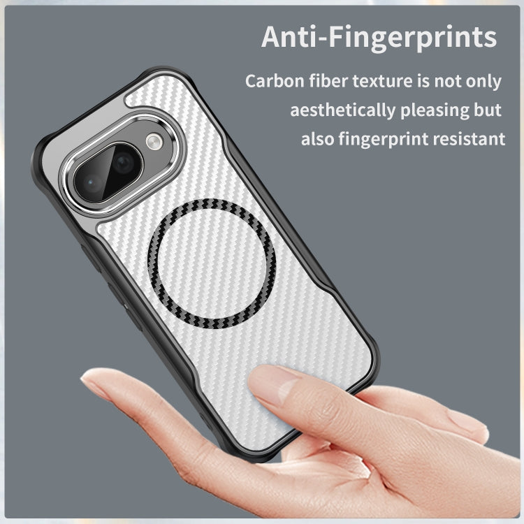 For Google Pixel 9a Carbon Fiber Texture MagSafe Translucent Phone Case