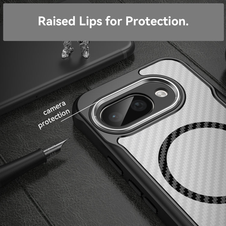 For Google Pixel 9a Carbon Fiber Texture MagSafe Translucent Phone Case