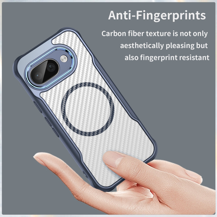 For Google Pixel 9a Carbon Fiber Texture MagSafe Translucent Phone Case
