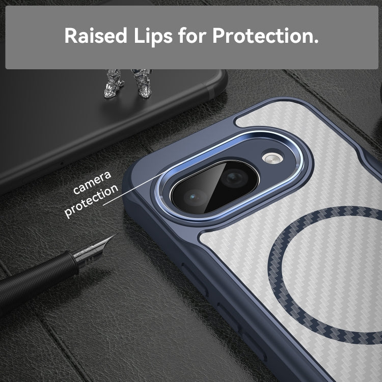 For Google Pixel 9a Carbon Fiber Texture MagSafe Translucent Phone Case