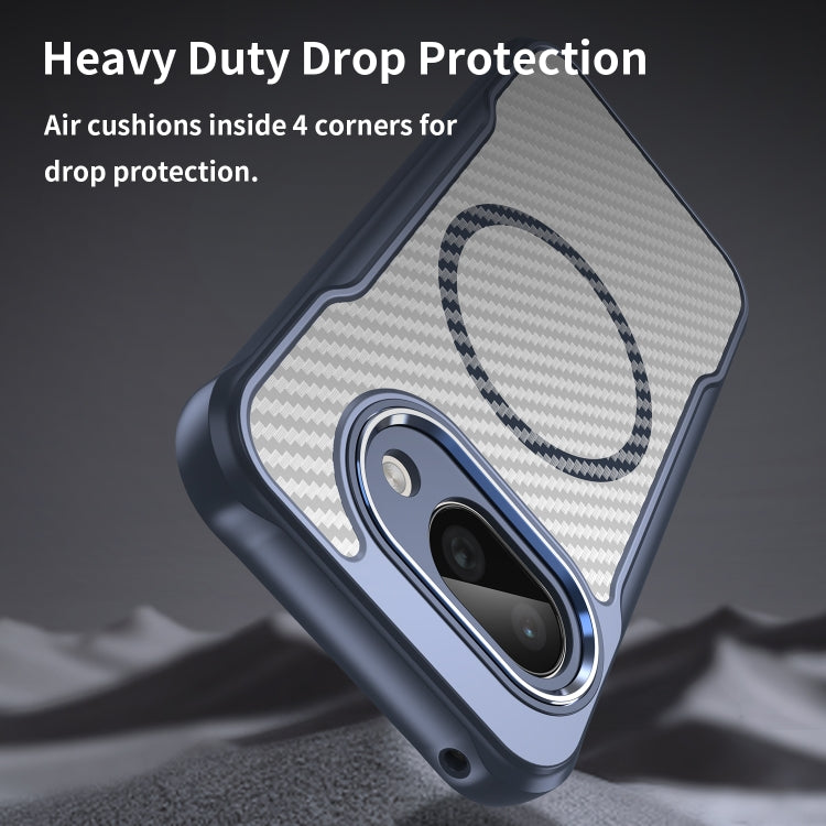 For Google Pixel 9a Carbon Fiber Texture MagSafe Translucent Phone Case