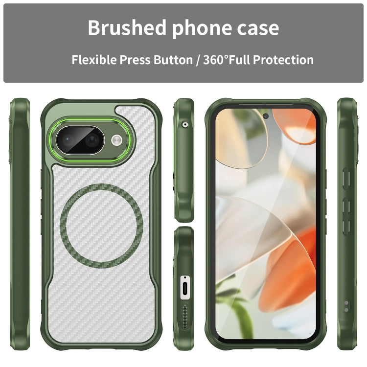 For Google Pixel 9a Carbon Fiber Texture MagSafe Translucent Phone Case