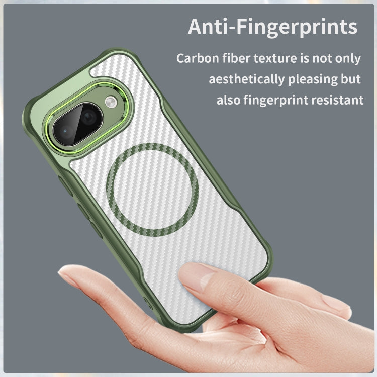 For Google Pixel 9a Carbon Fiber Texture MagSafe Translucent Phone Case