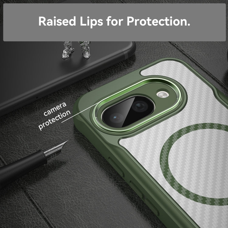 For Google Pixel 9a Carbon Fiber Texture MagSafe Translucent Phone Case