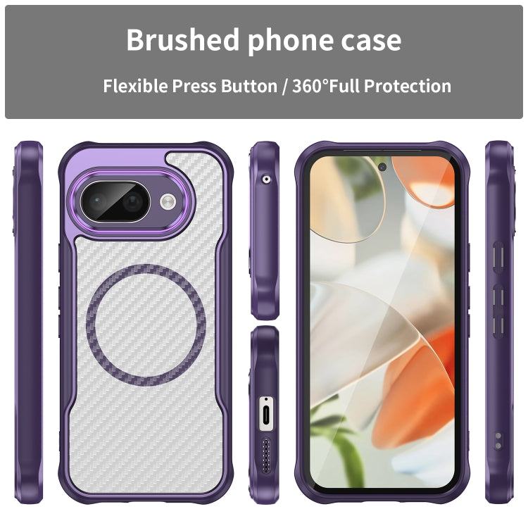 For Google Pixel 9a Carbon Fiber Texture MagSafe Translucent Phone Case
