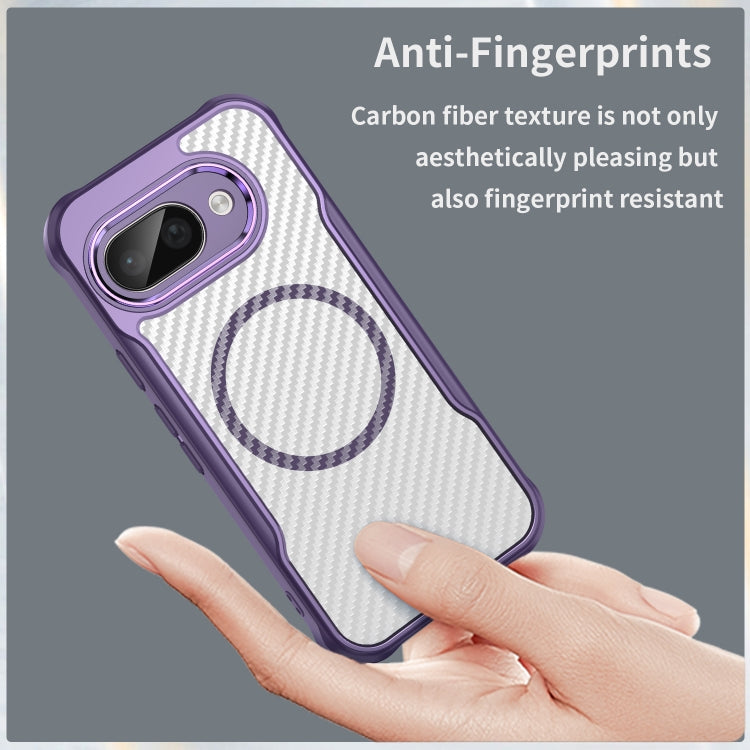 For Google Pixel 9a Carbon Fiber Texture MagSafe Translucent Phone Case
