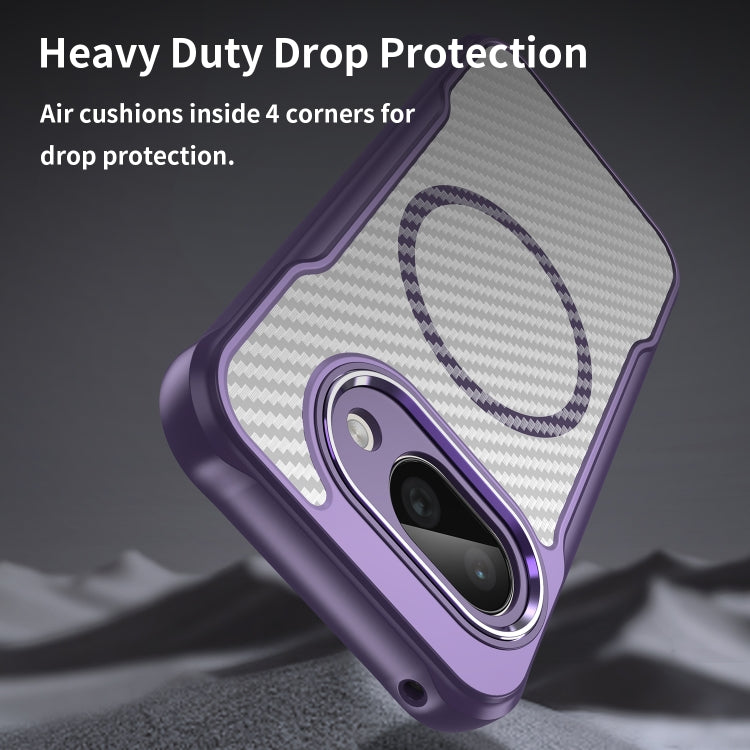 For Google Pixel 9a Carbon Fiber Texture MagSafe Translucent Phone Case