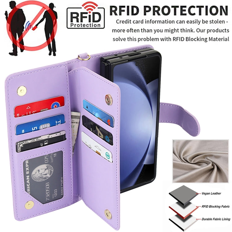 For Samsung Galaxy Z Fold5 Multi-Card Wallet RFID Leather Phone Case
