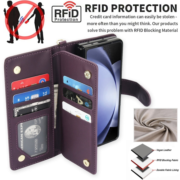 For Samsung Galaxy Z Fold5 Multi-Card Wallet RFID Leather Phone Case