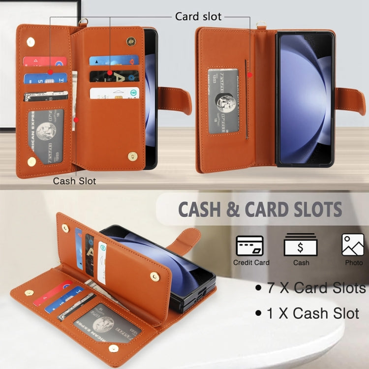 For Samsung Galaxy Z Fold5 Multi-Card Wallet RFID Leather Phone Case