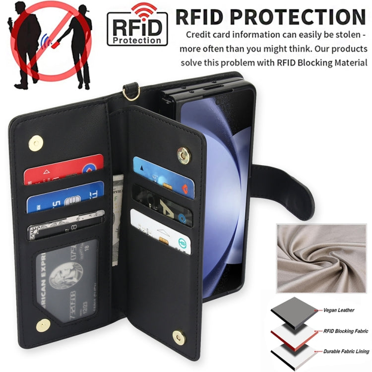 For Samsung Galaxy Z Fold4 Multi-Card Wallet RFID Leather Phone Case