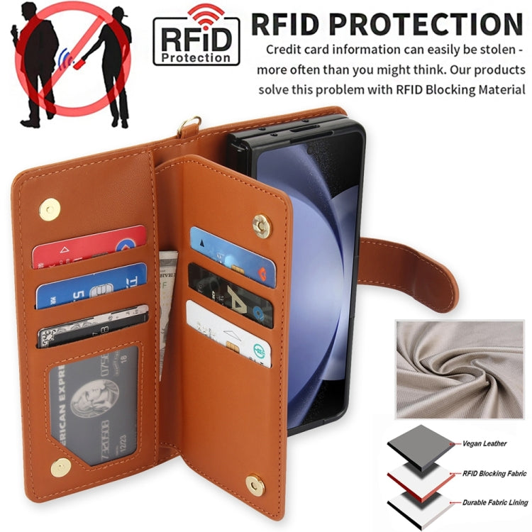 For Samsung Galaxy Z Fold4 Multi-Card Wallet RFID Leather Phone Case