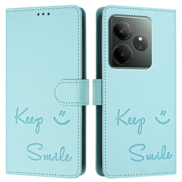 For Realme GT 6 / 6T 5G Global Smile Embossing RFID Leather Phone Case