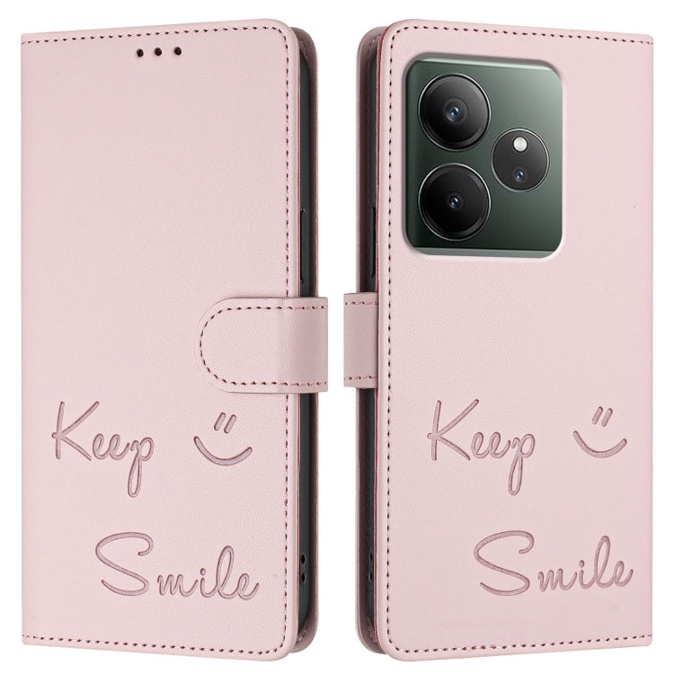 For Realme GT 6 / 6T 5G Global Smile Embossing RFID Leather Phone Case