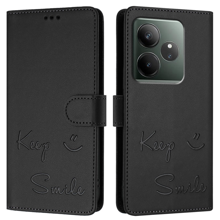 For Realme GT 6 / 6T 5G Global Smile Embossing RFID Leather Phone Case