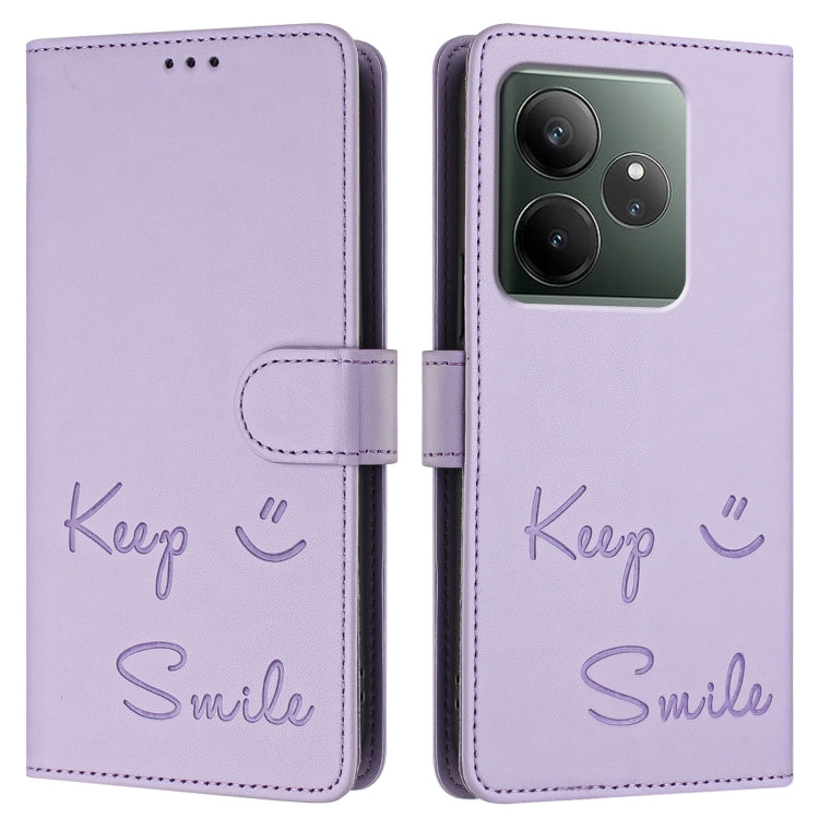 For Realme GT 6 / 6T 5G Global Smile Embossing RFID Leather Phone Case