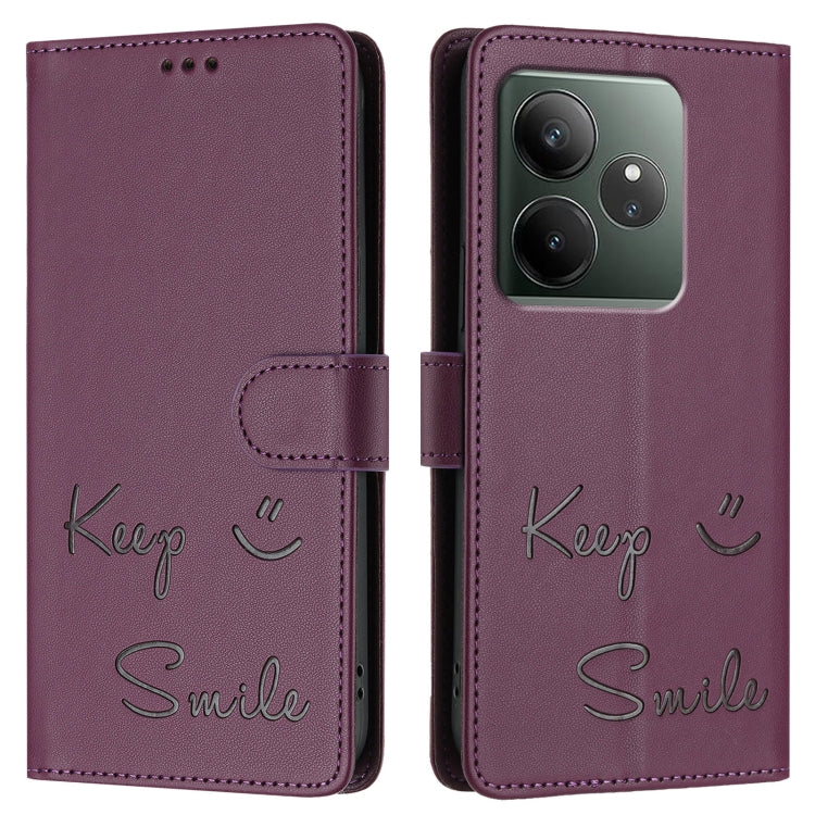 For Realme GT 6 / 6T 5G Global Smile Embossing RFID Leather Phone Case