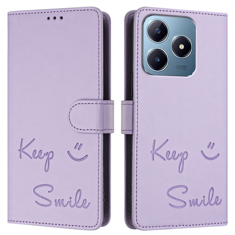For Realme C63 / C61 Global Smile Embossing RFID Leather Phone Case