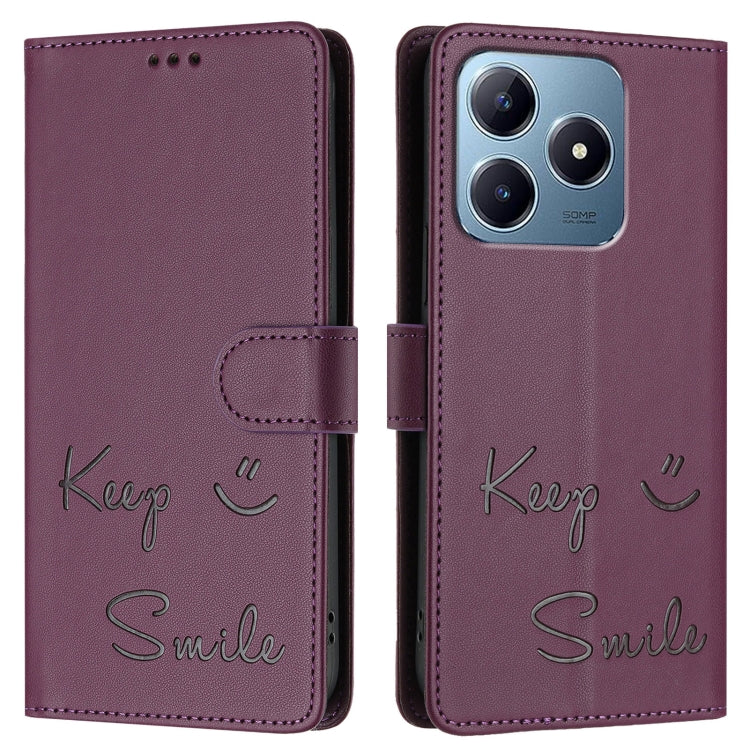 For Realme C63 / C61 Global Smile Embossing RFID Leather Phone Case
