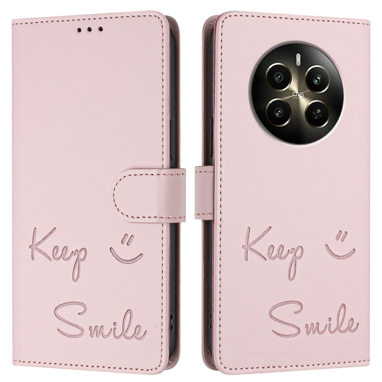 For Realme 12+ 5G Global Smile Embossing RFID Leather Phone Case
