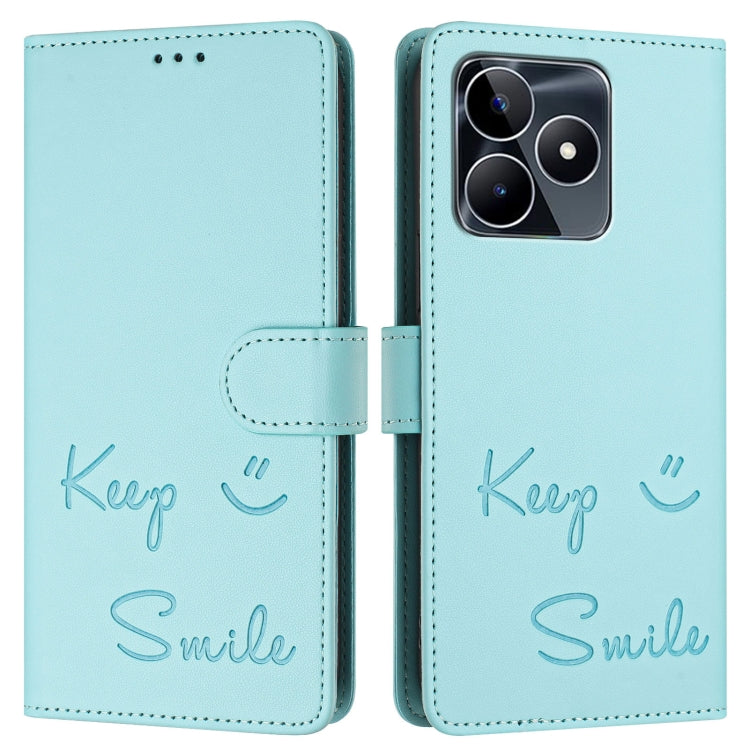 For Realme Note 50 4G Global Smile Embossing RFID Leather Phone Case
