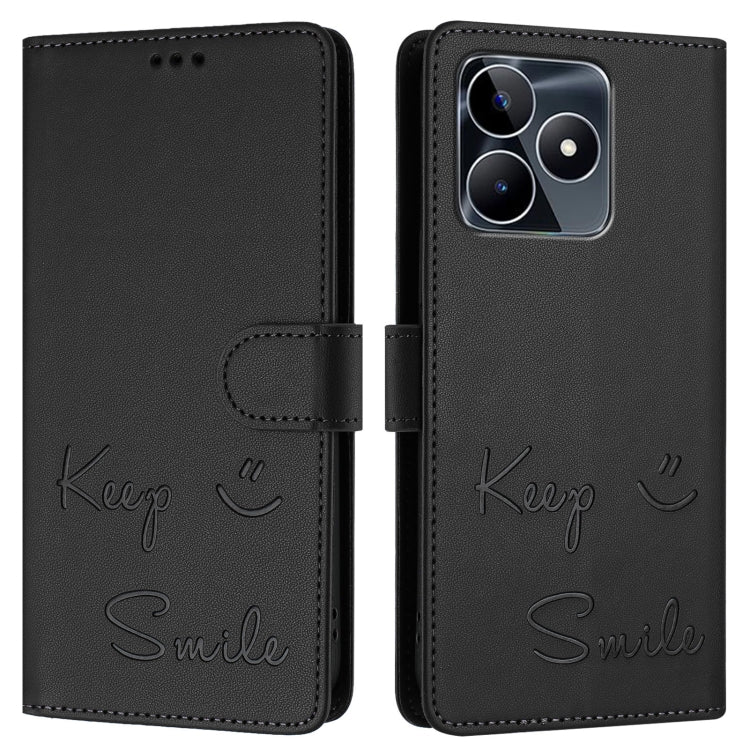 For Realme Note 50 4G Global Smile Embossing RFID Leather Phone Case
