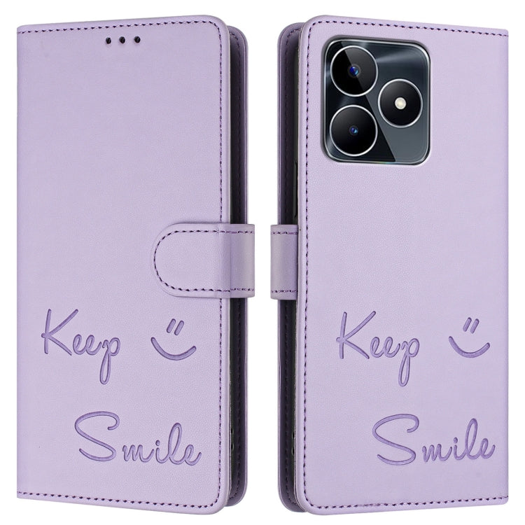 For Realme Note 50 4G Global Smile Embossing RFID Leather Phone Case