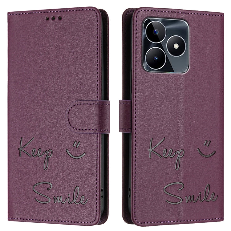 For Realme Note 50 4G Global Smile Embossing RFID Leather Phone Case