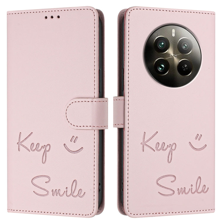 For Realme 12 Pro / 12 Pro+ 5G Global Smile Embossing RFID Leather Phone Case