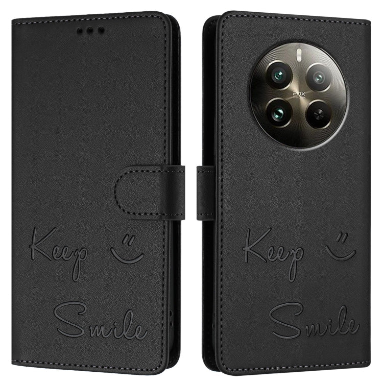For Realme 12 Pro / 12 Pro+ 5G Global Smile Embossing RFID Leather Phone Case