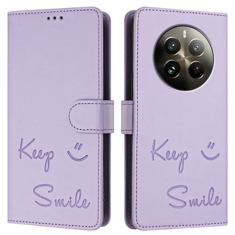 For Realme 12 Pro / 12 Pro+ 5G Global Smile Embossing RFID Leather Phone Case