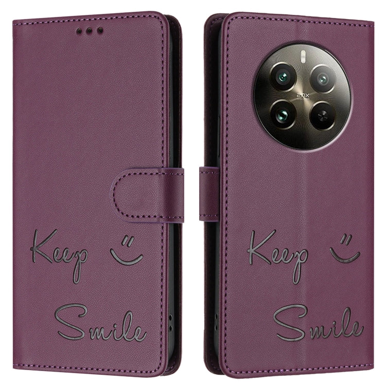 For Realme 12 Pro / 12 Pro+ 5G Global Smile Embossing RFID Leather Phone Case
