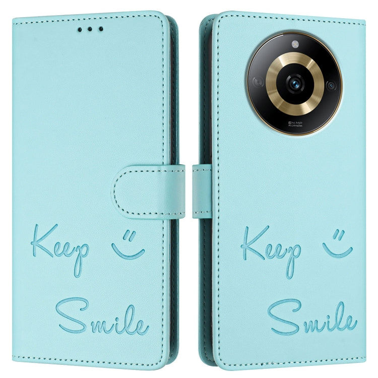 For Realme 11 4G Global Smile Embossing RFID Leather Phone Case