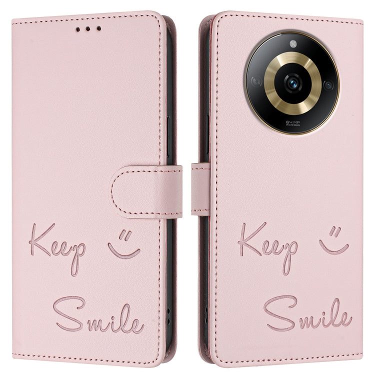 For Realme 11 4G Global Smile Embossing RFID Leather Phone Case