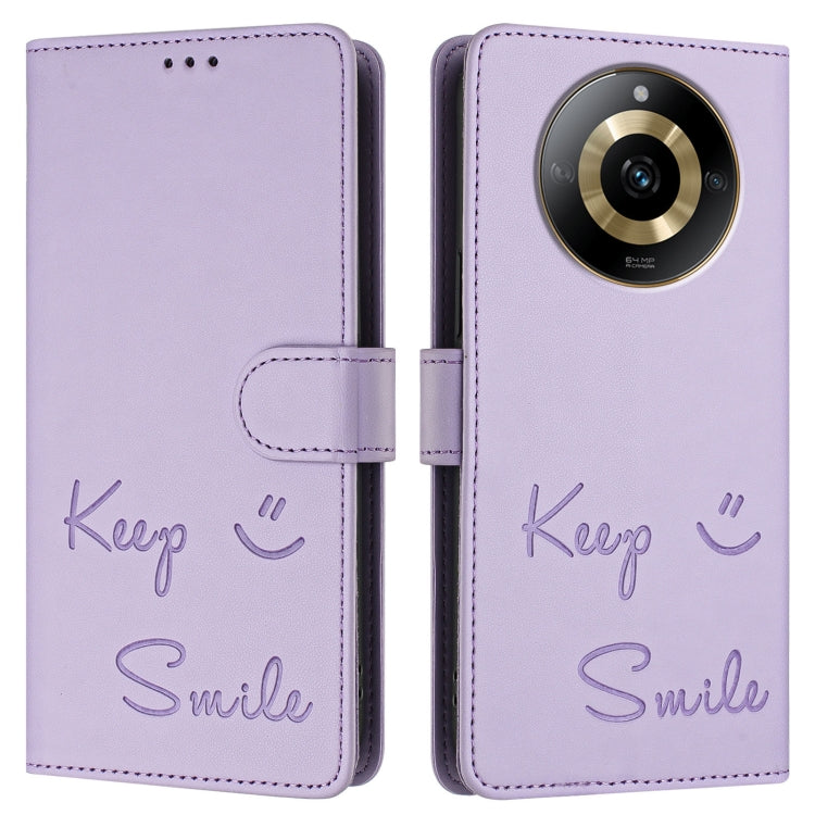 For Realme 11 4G Global Smile Embossing RFID Leather Phone Case