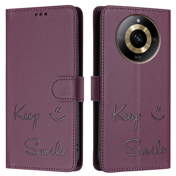 For Realme 11 4G Global Smile Embossing RFID Leather Phone Case
