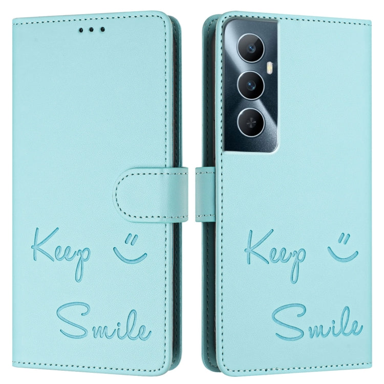 For Realme C65 4G Global Smile Embossing RFID Leather Phone Case