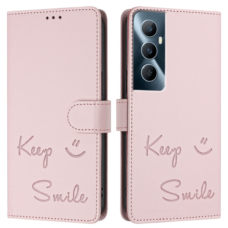For Realme C65 4G Global Smile Embossing RFID Leather Phone Case