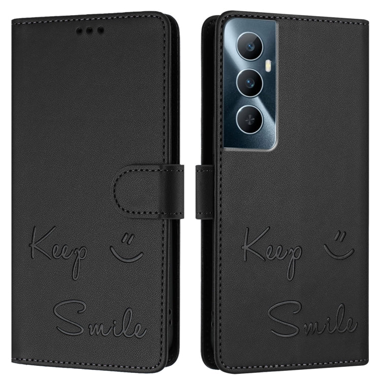 For Realme C65 4G Global Smile Embossing RFID Leather Phone Case