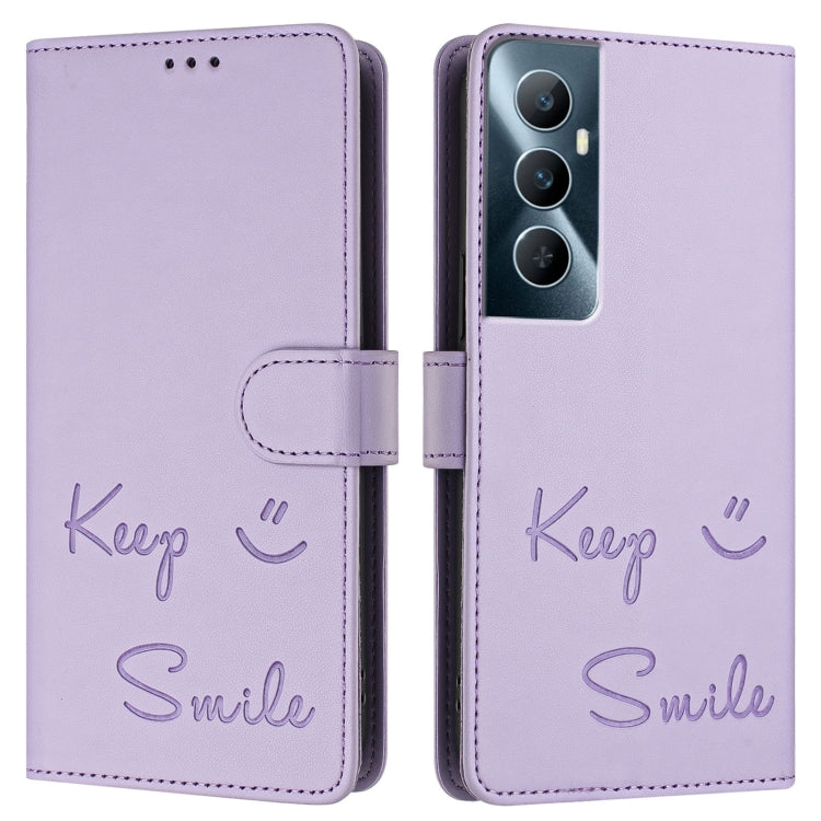 For Realme C65 4G Global Smile Embossing RFID Leather Phone Case